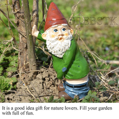 GREBSTK Garden Gnome Outdoor Statues Garden Sculpture Decoration Garden Figurine Art, 6 Inch Old Man with White Beard Sticking Out Tongue