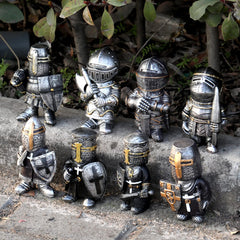 Garden Knight Gnome Statue Ornament-Resin Knight Desktop Ornament, Soldier Miniature Figure Collection Home Decoration,