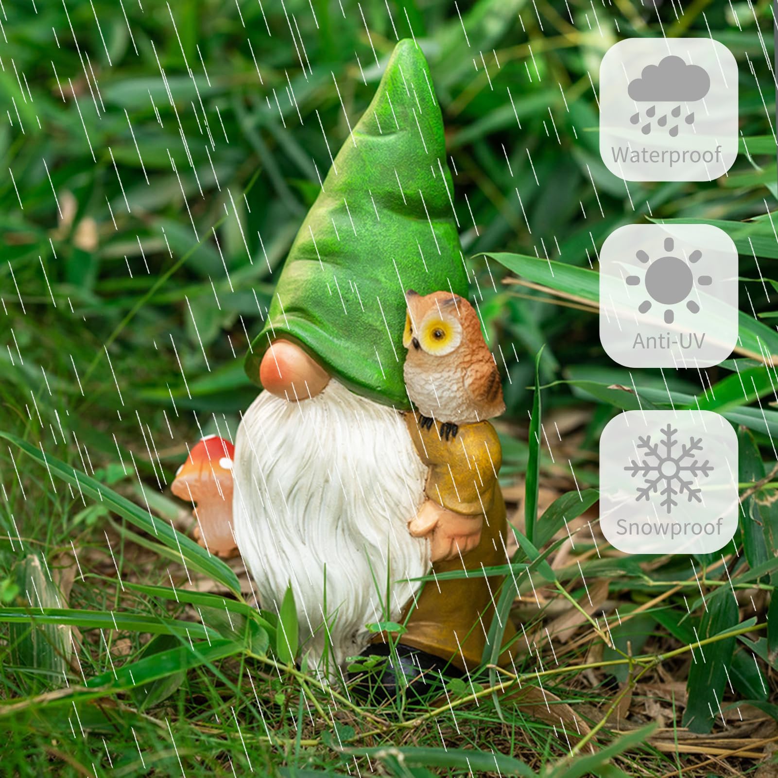WONDHOME Garden Gnome Sculptures Statues Resin Decor Owl Mushroom Solar LED Lights Lantern Female Outdoor Gnomes Garden Figurines for Patio Yard Lawn House Farmhouse Decorations Gifts,Owl …
