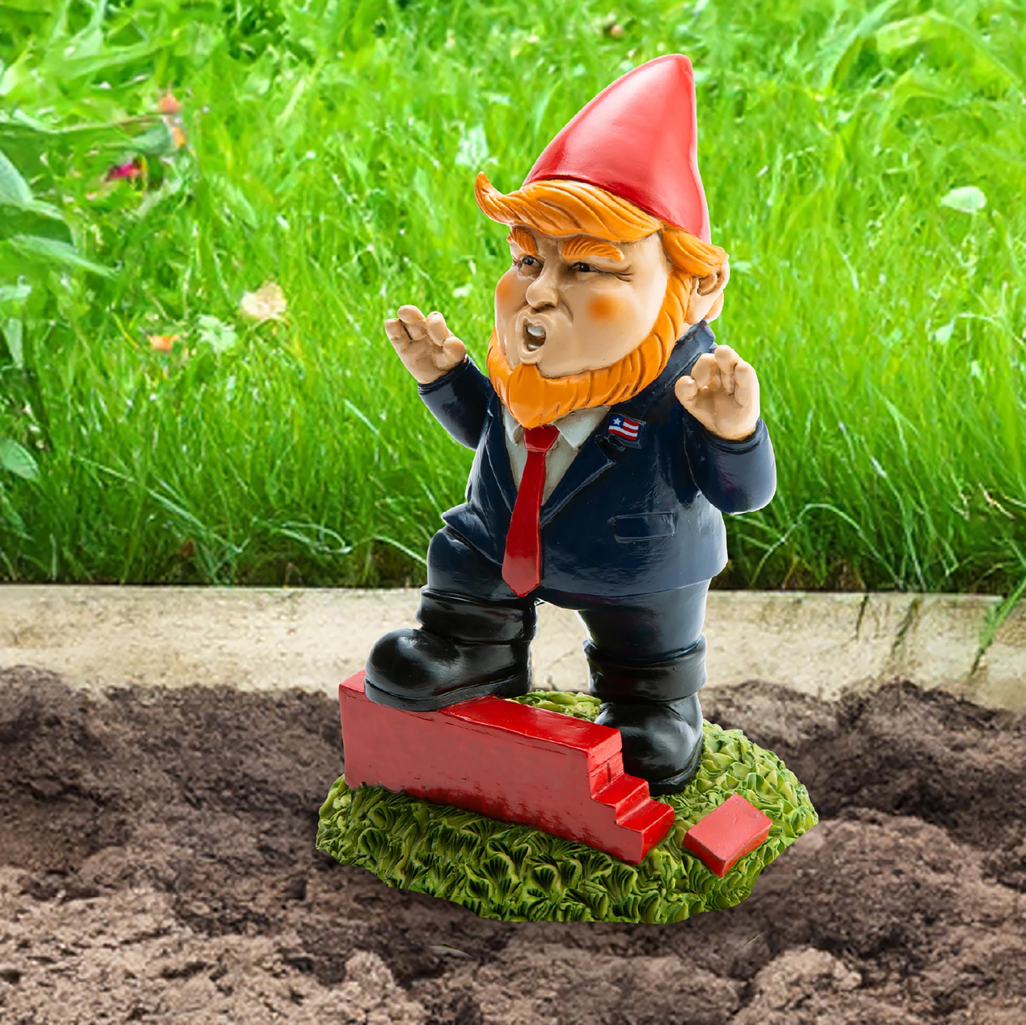 BigMouth Funny Outdoor Garden Gnomes Orange Overlord Wall Building Presidential Statue Decor