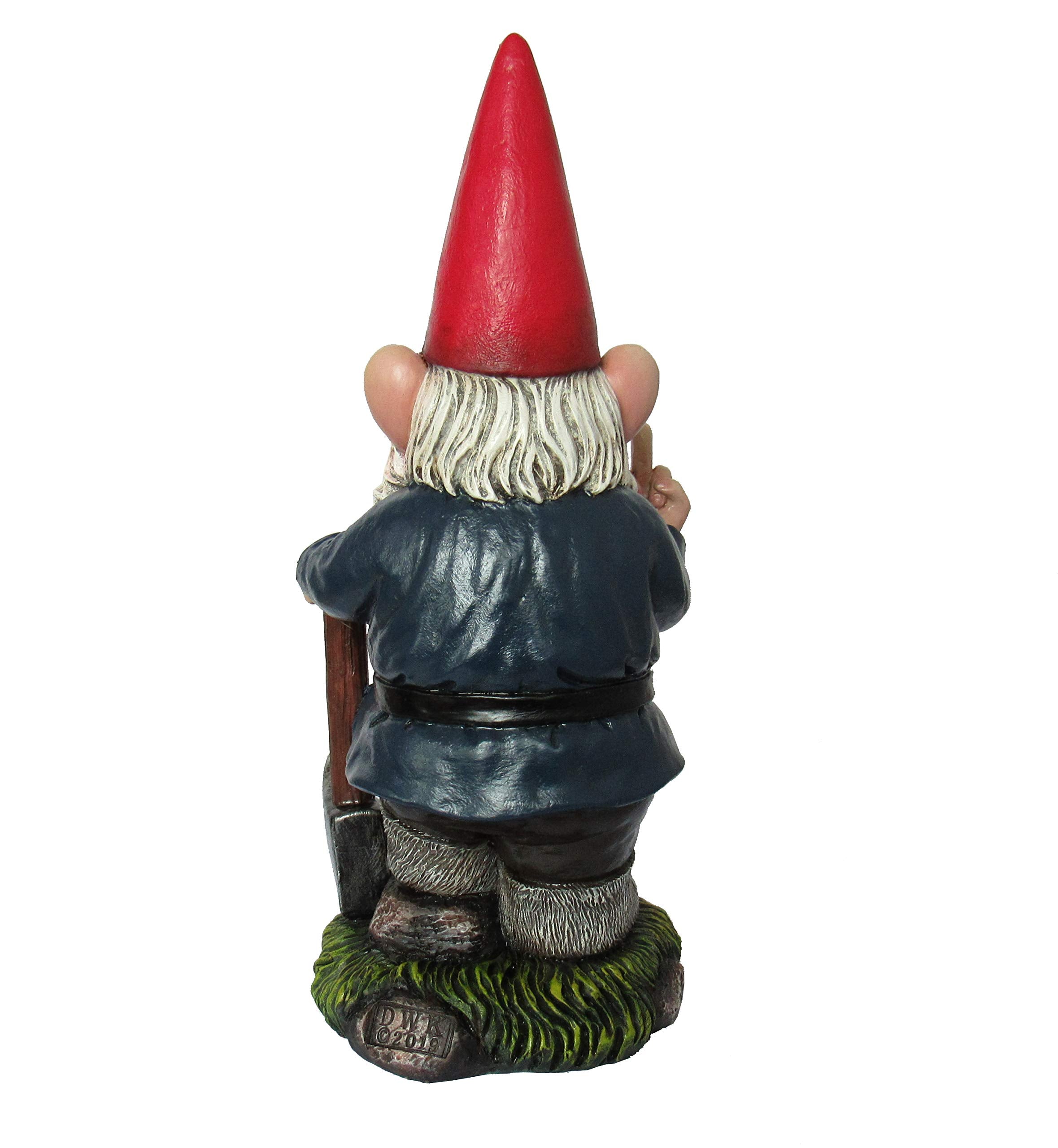 World Of Wonders Naughty Garden Gnome with Axe Flipping Bird Statue