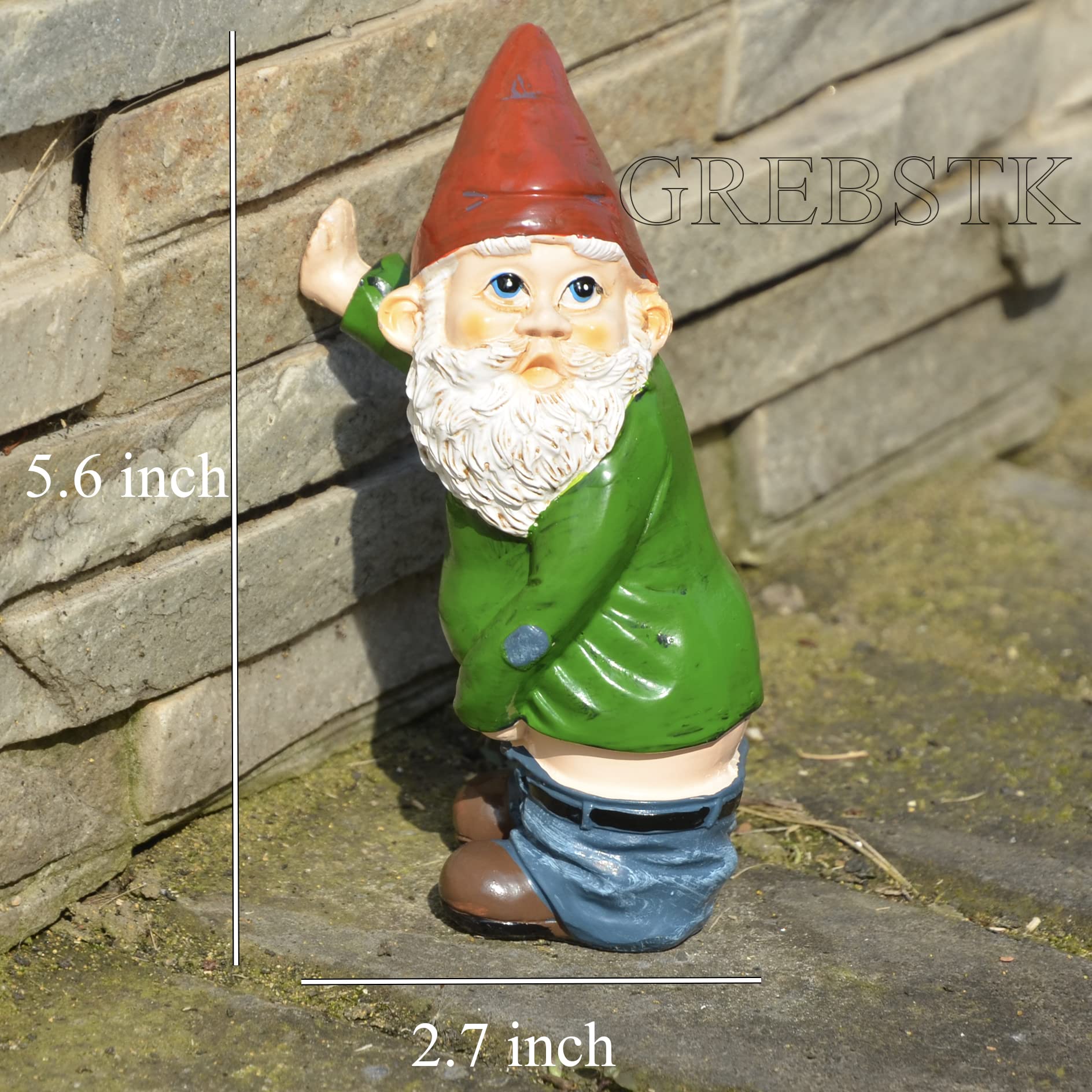 GREBSTK Garden Gnome Outdoor Statues Garden Sculpture Decoration Garden Figurine Art, 6 Inch Old Man with White Beard Sticking Out Tongue