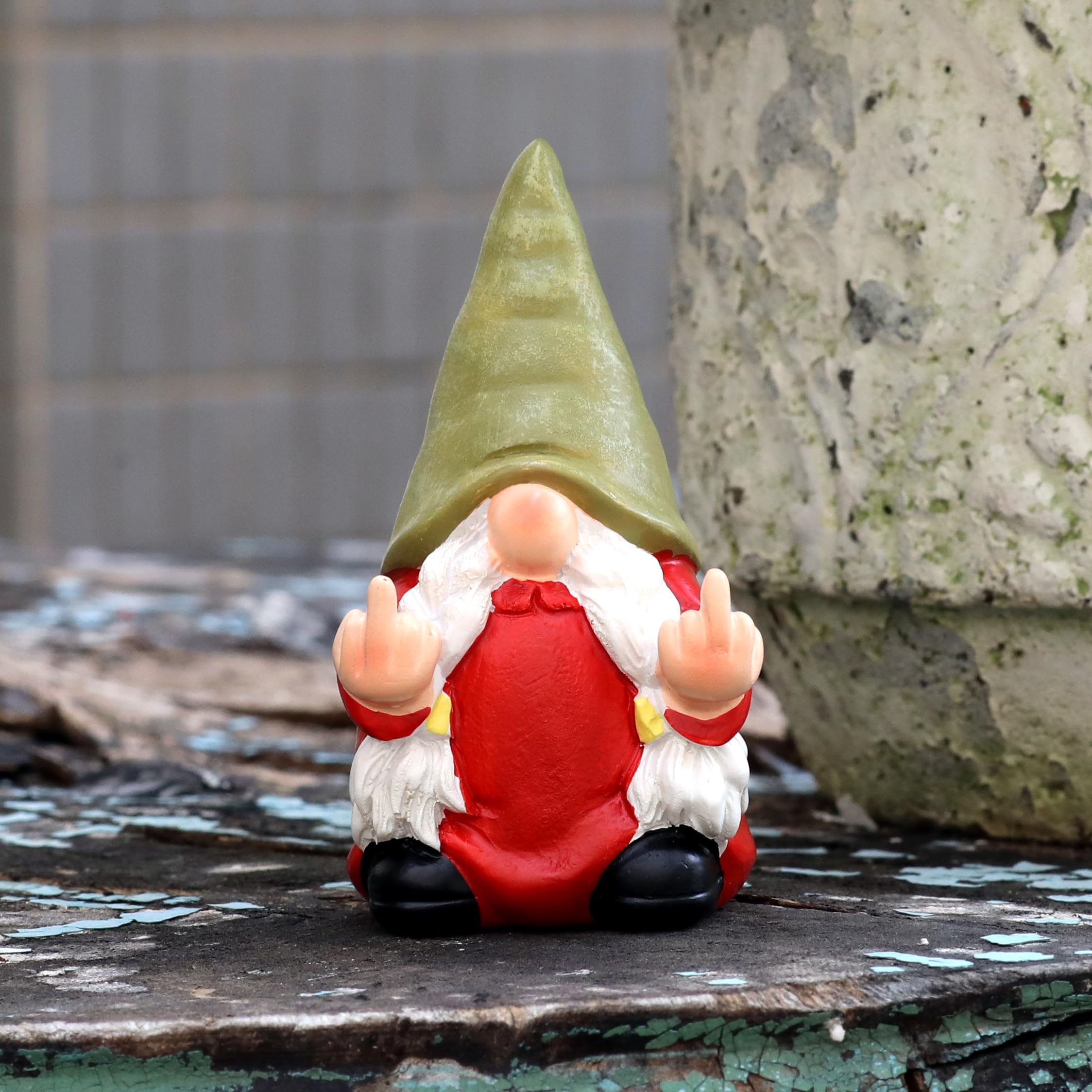 Middle Finger Female Gnome Mini 3.5in,Double Bird Gnome - Naughty Funny Outdoor Decoration for Yard Patio Lawn Ornament and Home Decor,Fairy Garden