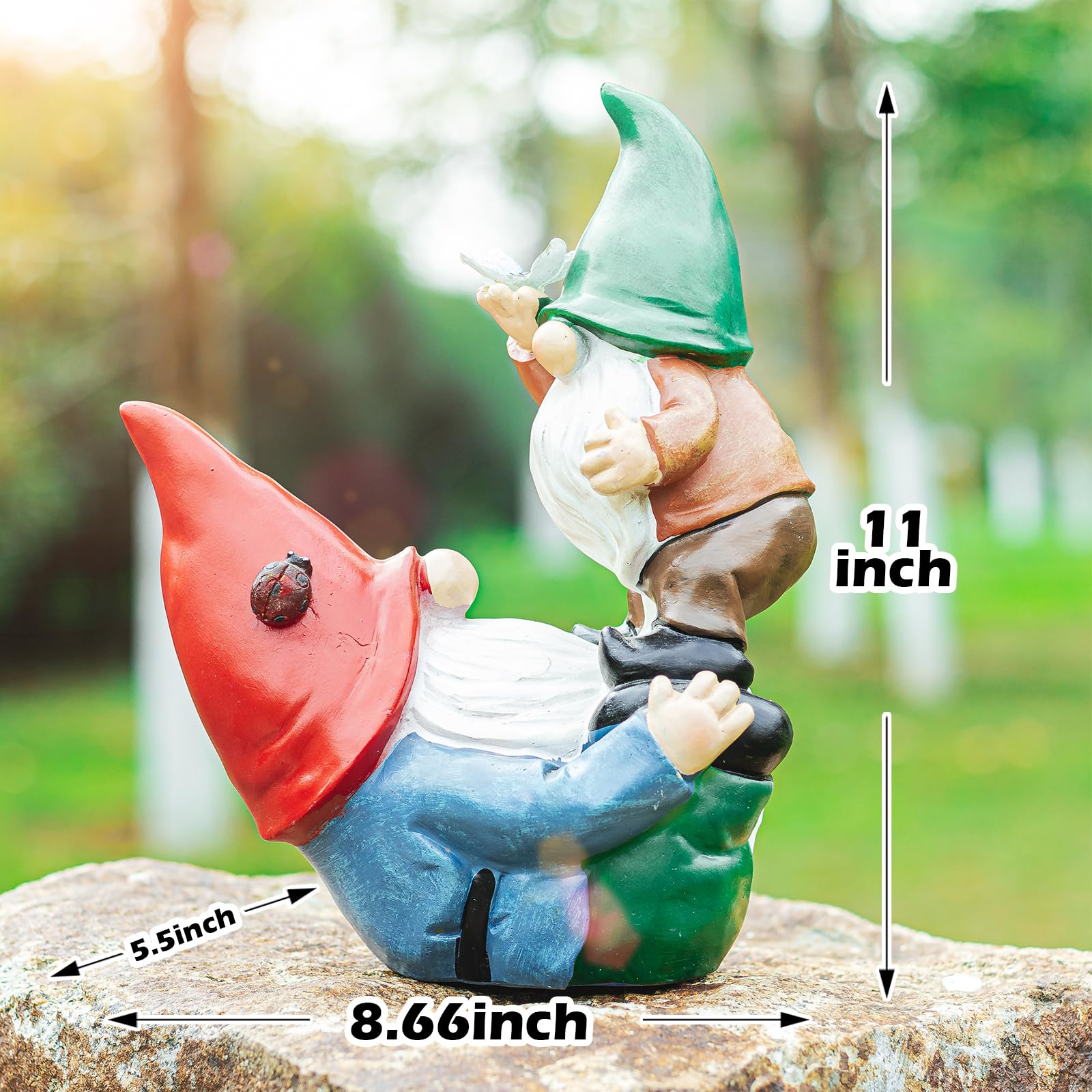 Ovewios Garden Gnomes Statues Outdoor, Funny Gnomes Figurine Playing Together Garden Sculpture& Statues Resin Ornament for Outdoor Patio Yard Lawn Porch Decor