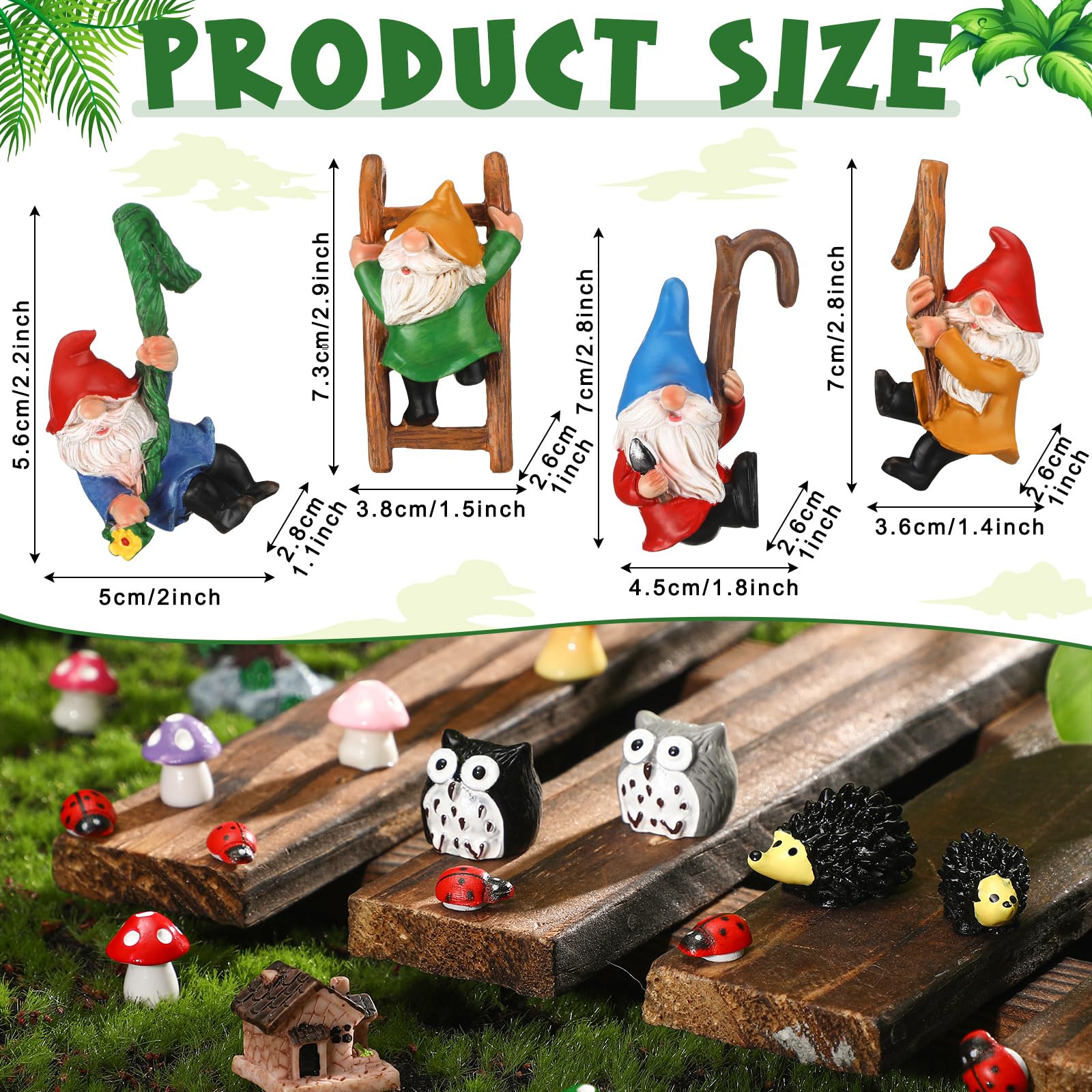 Jetec Gnomes Fairy Resin Statues Miniature Garden Accessories Mini Dwarf Figurine Fairy Miniature Ornament DIY Kit Micro Landscape Ornaments for Outdoor Indoor Patio Yard Lawn Garden ﻿ (Climb Gnomes)