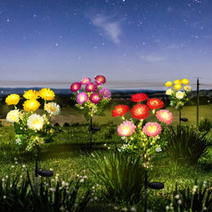 FWLWTWSS Solar Lights Outdoor Garden - 2 Pack Snow Lotus Solar Garden Lights, Garden Lights Solar Powered Waterproof with 7 Small Snow Lotus Flowers, Garden Ornaments Outdoor (White)
