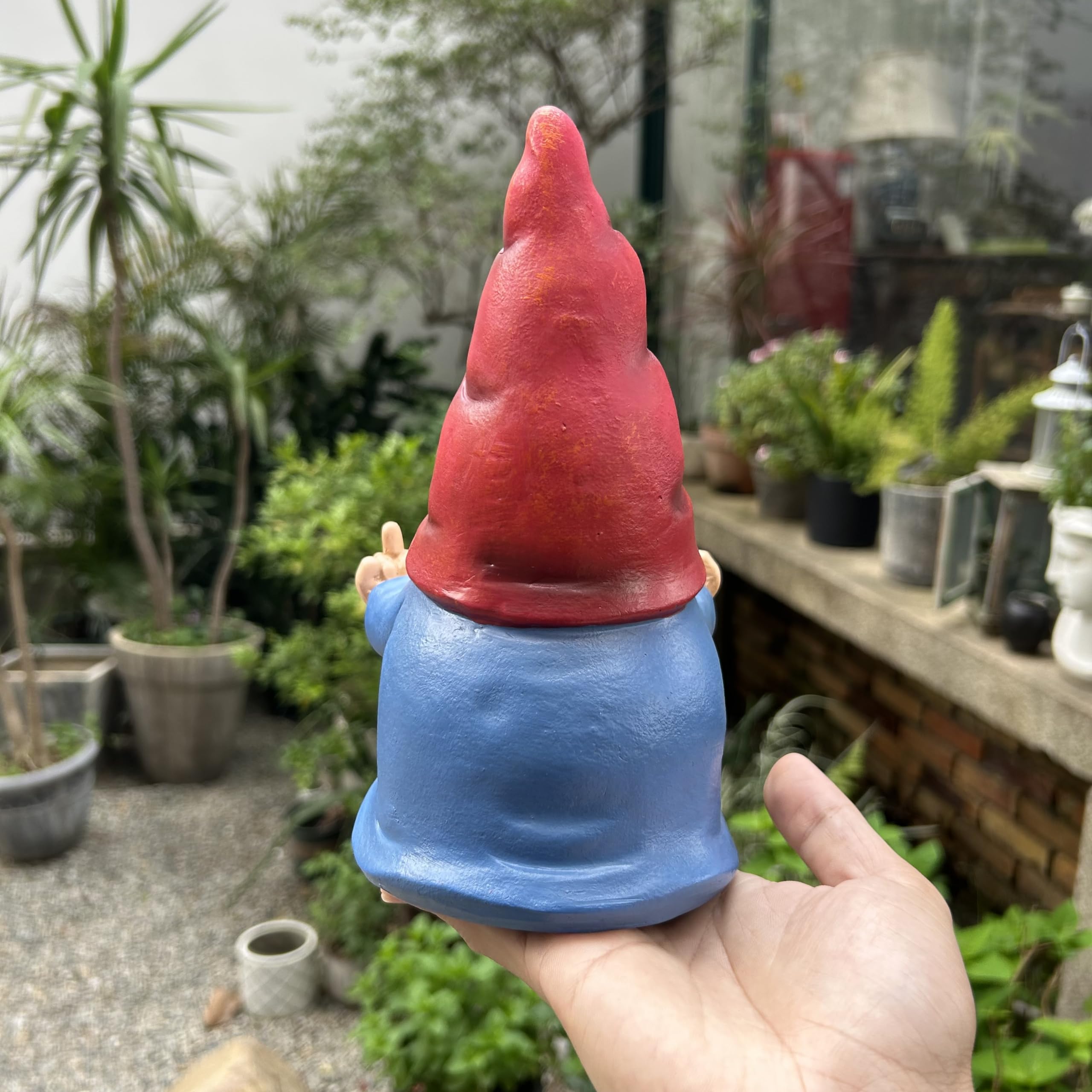 Middle Finger Gnome Statue 7.8in， Naughty Garden Gnome Statue Decoration and Lawn Ornament - Funny Garden Gnomes for Outdoor or Home Decor, Red, WSH004