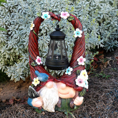 Joint Honglin Outdoor Gnome Decorations with Solar LED Lights Two Couple Gnome Resin Statues