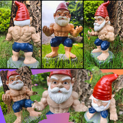 GIOMLE Bodybuilder Garden Gnome - Muscle Gnomes Statue, Funny Outdoor Decor for Home, Patio & Gym, Weatherproof Lawn Decoration, Unique Gifts for Men/Women & Fitness Enthusiasts