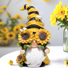 Hodao Spring Bumble Bee Gnome Figurine - Cute Garden Decor with Sunflower Accents, Yellow Bee Statue for Spring Home Table Decor, Unique Gifts for Nature Lovers