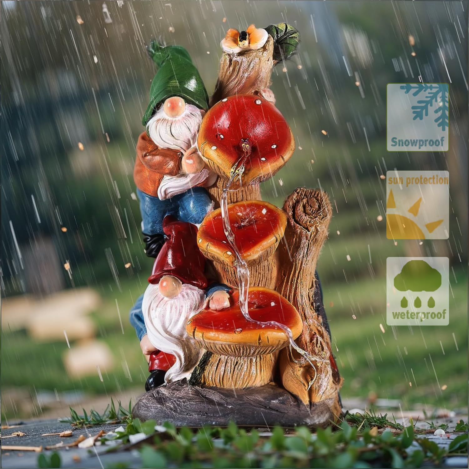 10.8'' Garden Gnome Statue with Solar Lights – Funny Outdoor Gnomes for Yard, Lawn, Patio or Porch, Resin Gnome Figurines with LED Lights, Housewarming Garden Gifts for Mom, Dad, Women, Grandparents