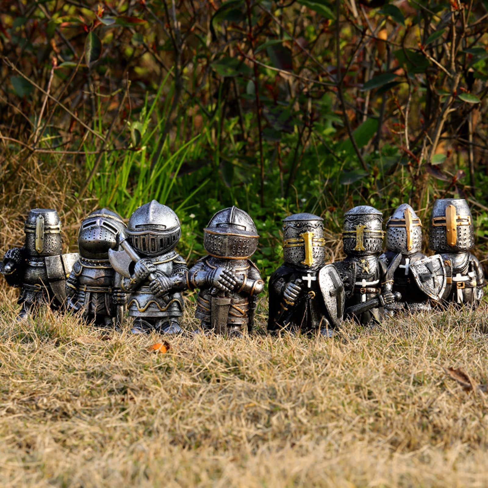 Garden Knight Gnome Statue Ornament-Resin Knight Desktop Ornament, Soldier Miniature Figure Collection Home Decoration,