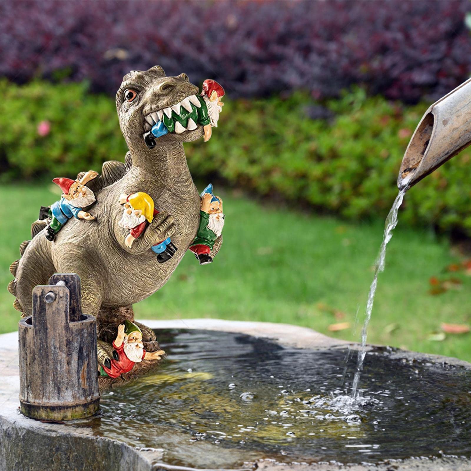 DIYANG Garden Dinosaur Eating Gnomes Statues Funny Gnome Resine Figurines Garden Art Ornaments for Indoor Outdoor Lawn Patio Yard Decor 01