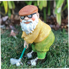 Funny Garden Gnome 4.7x2.4 Inch Playing Golf Funny Gnome Resin Golf Statue Novelty Ornaments for Pation Yard Lawn Indoor Tabletop Home Decor, Garden Gift