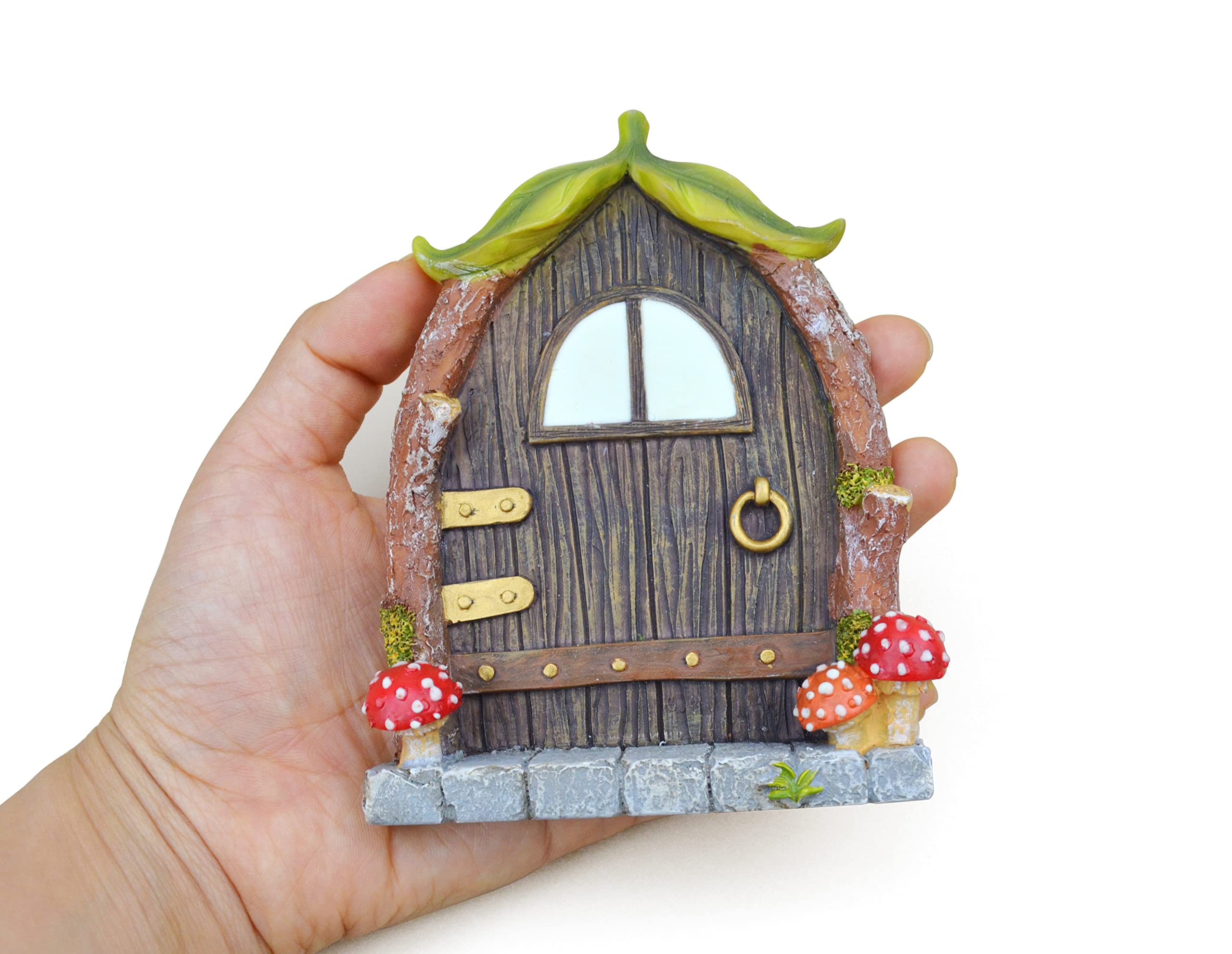 Cliocoo Fairy Door and Mushrooms for Trees, Glow in the Dark Gnome Home Door, Garden Tree Decor Kit with Adorable Mushrooms (Mushroom Fairy Door)