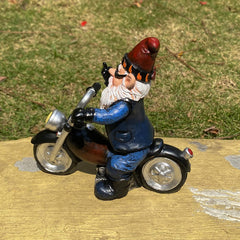 nezababy Garden Gnomes Decorations Funny Riding Motorcycle Naughty Sculpture Statue Outdoor Yard Lawn Decor Resin, Black