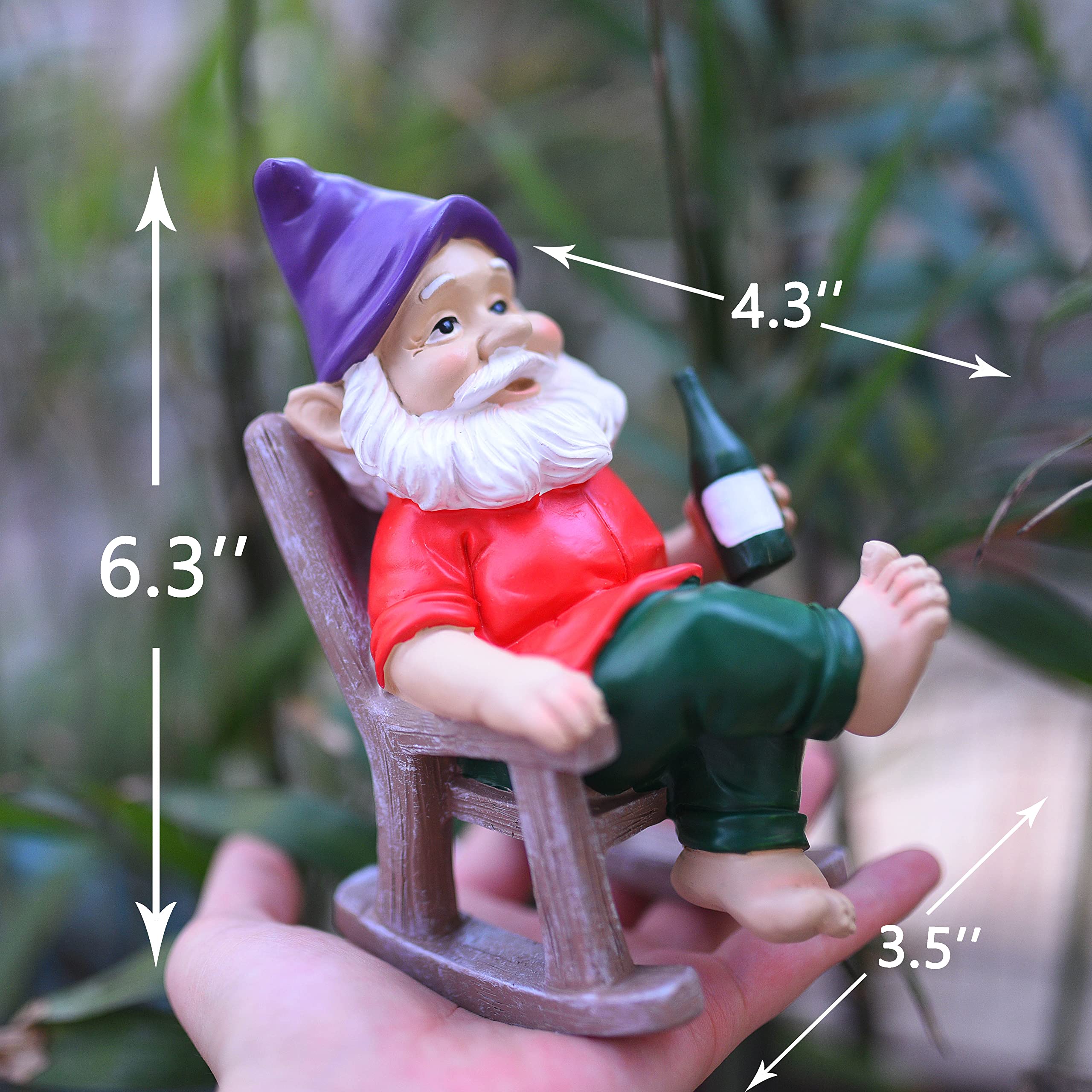 Sanchahua Garden Gnome Statue 6.3" Drunk Gnome Sculptures Resin Garden Decor, Indoor Outdoor Figurine for Home Patio Yard