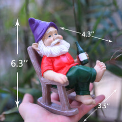 Sanchahua Garden Gnome Statue 6.3" Drunk Gnome Sculptures Resin Garden Decor, Indoor Outdoor Figurine for Home Patio Yard