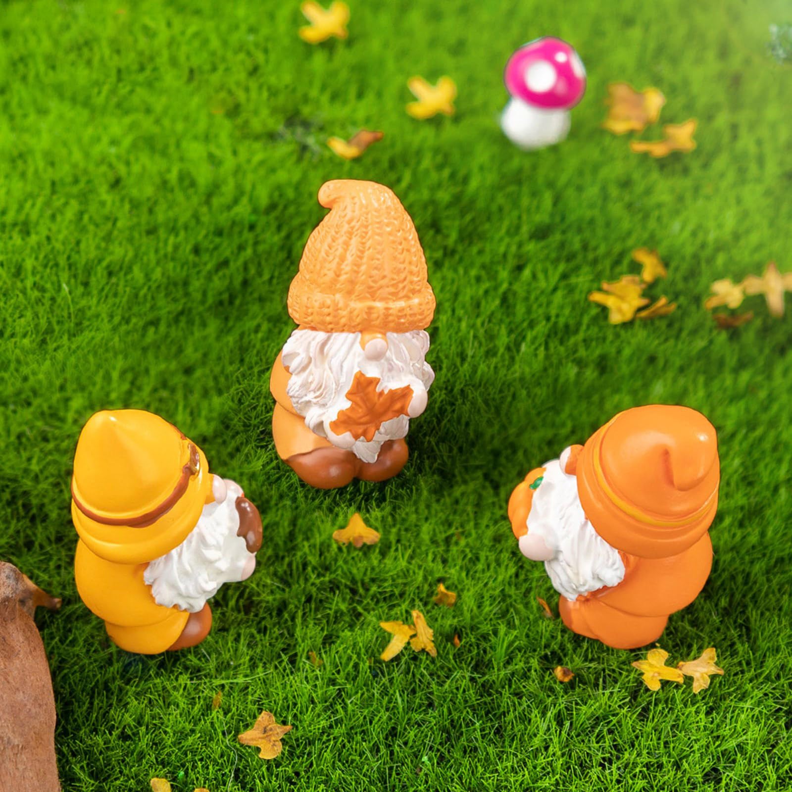 YAOGUI Set Of 3 Resin Leaf Miniatures Gnomes Ideal For Indoor And Outdoor Use Adds Unique Charm To Any Home Or Garden Setting