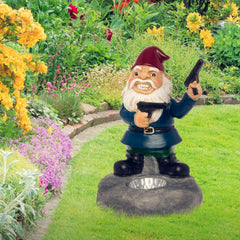 GreenLighting Solar Outdoor Second Amendment Lawn Gnome - Light Up Garden Statue by