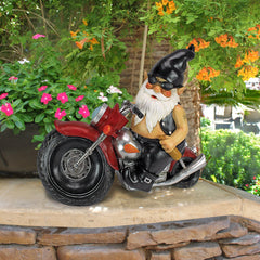 Design Toscano QM7512103 Axle Grease the Biker Garden Gnome Motorcycle Statue, 33 cm, Polyresin, Full Color