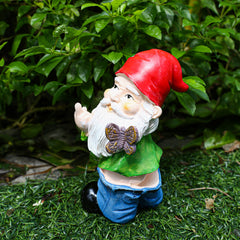 Naughty Middle Finger Gnome, 5.5 inch Tall Funny Resin Garden Gnomes, Mini Pants Down Naked Gnomes for Outdoor Lawn House Decor Statues