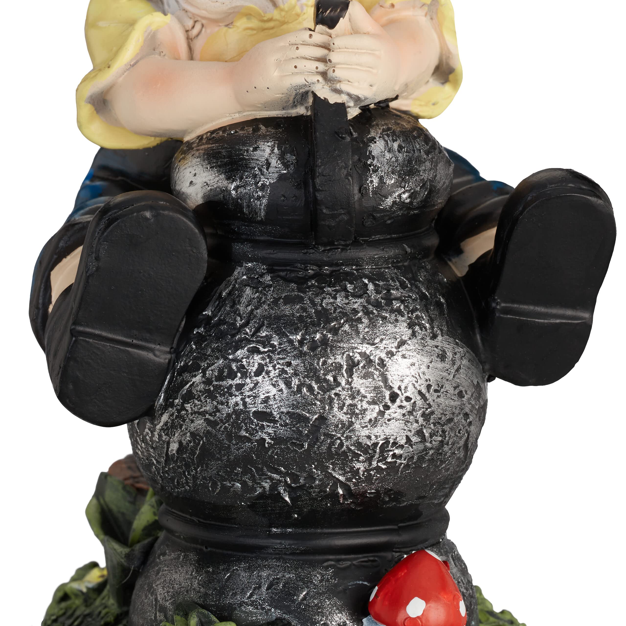Relaxdays Garden Gnome with Well, Weather & Frost Resistant, 15 x 7.5 x 10.5 cm, Figurine, Polyresin, Multicoloured
