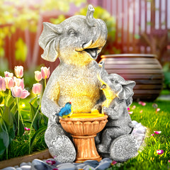 GIGALUMI Solar Garden Statues Loving Elephant Figurine Lights for Outdoor, Yard, Garden Decor Unique Housewarming Gifts for Mom, Women