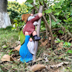 WPJFMXZ Garden Gnome Statue, Funny Climbing Ladder Gnomes Figurine Resin Sculpture Outdoor Decor for Patio Yard Lawn Porch Ornaments Gift