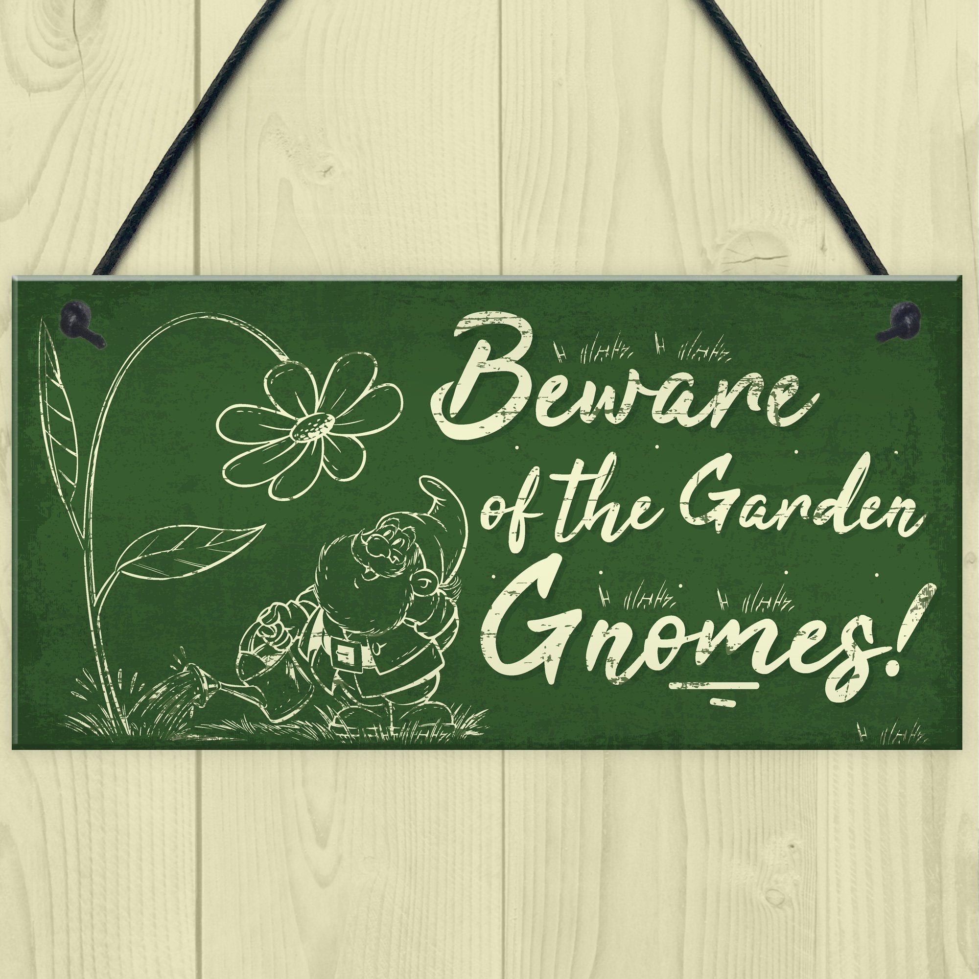 RED OCEAN Beware Of The Gnomes Garden Wall Hanging Wall Sign Plaque Shed Door Caution Sign Gifts