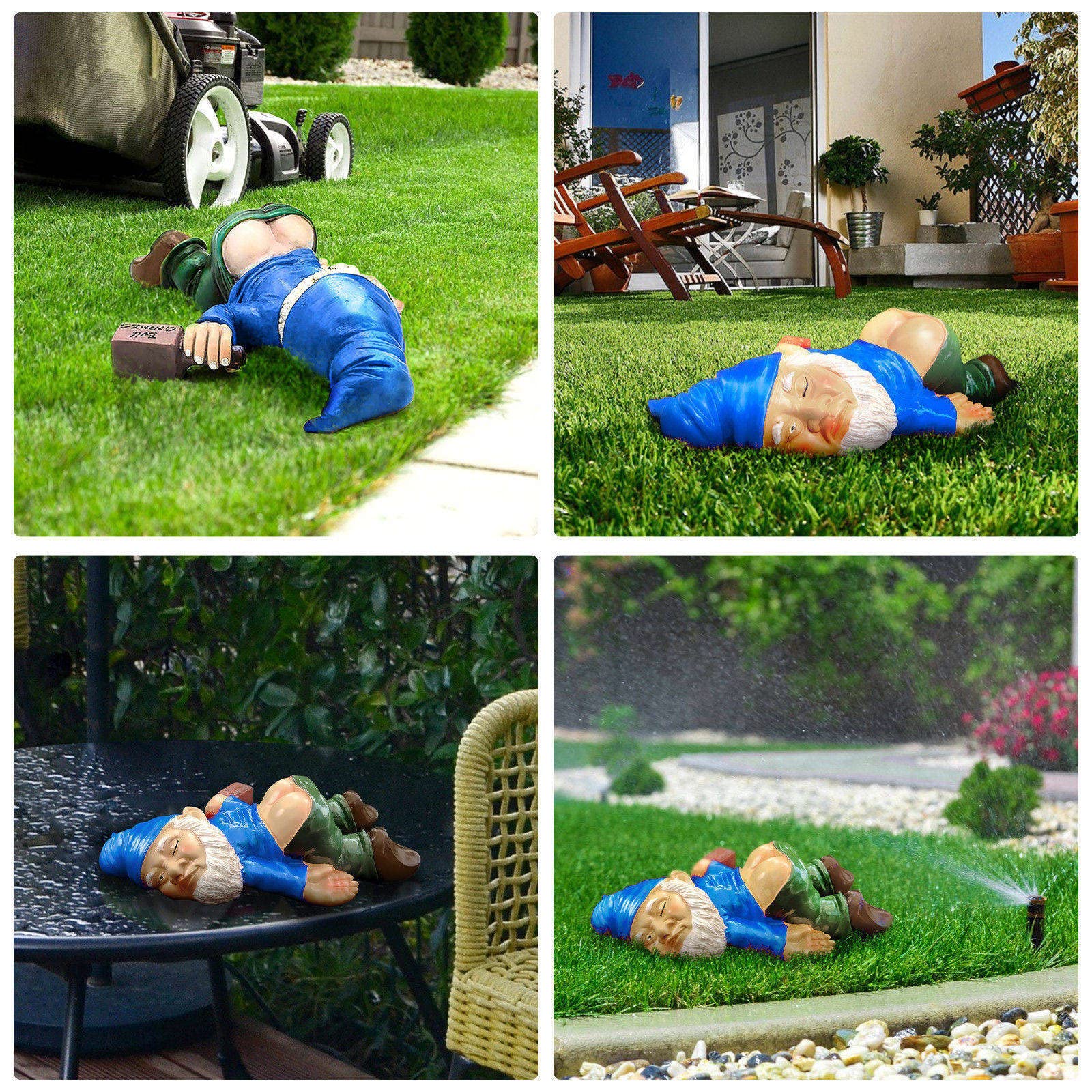 RizzRosa 9.5'' Funny Garden Gnome Outdoor Decor - Large Naughty Gnomes Statues, Resin Gnomes Sculptures for Yard Patio Home Lawn Outside Decorations Ornament Housewarming Gifts, Blue