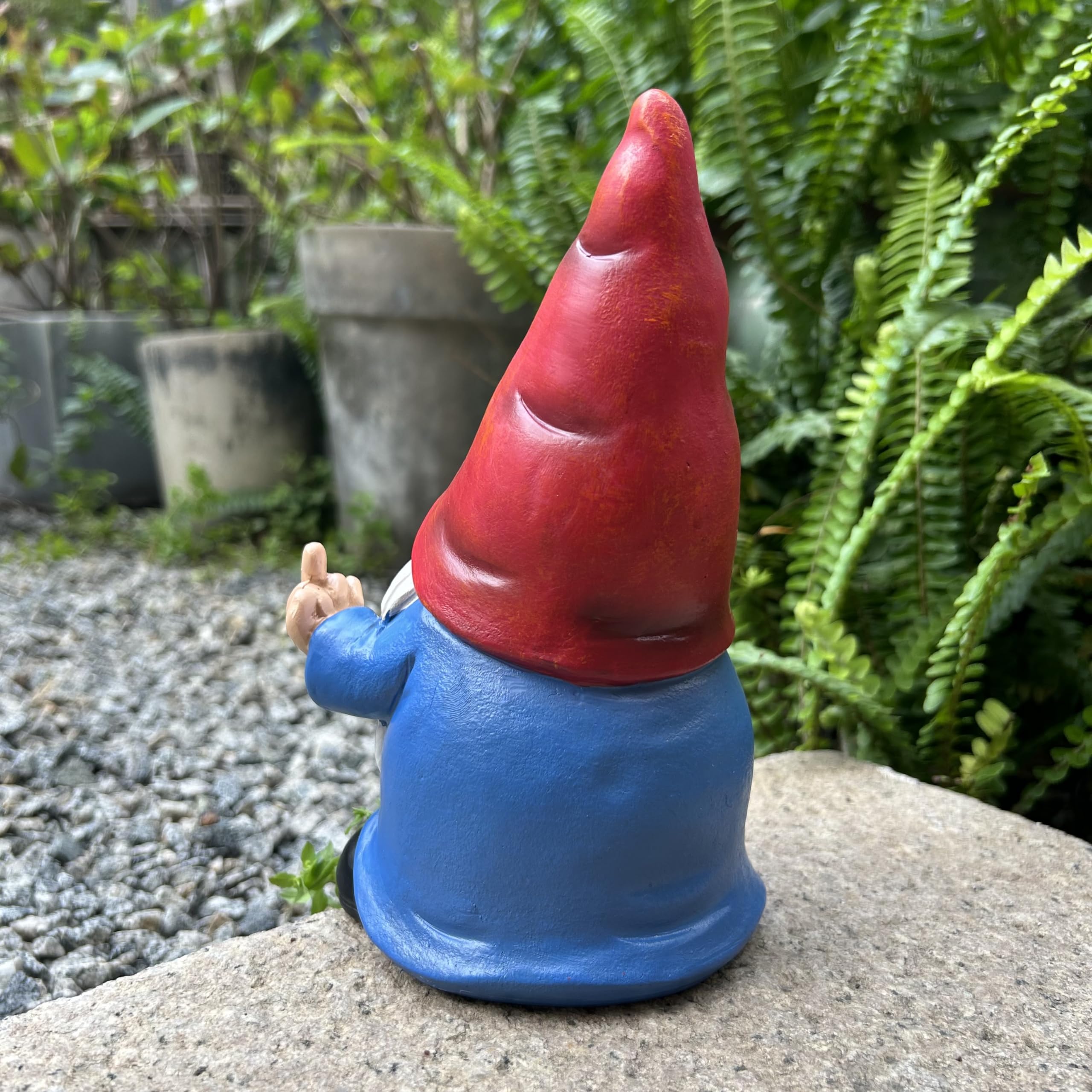Middle Finger Gnome Statue 7.8in， Naughty Garden Gnome Statue Decoration and Lawn Ornament - Funny Garden Gnomes for Outdoor or Home Decor, Red, WSH004