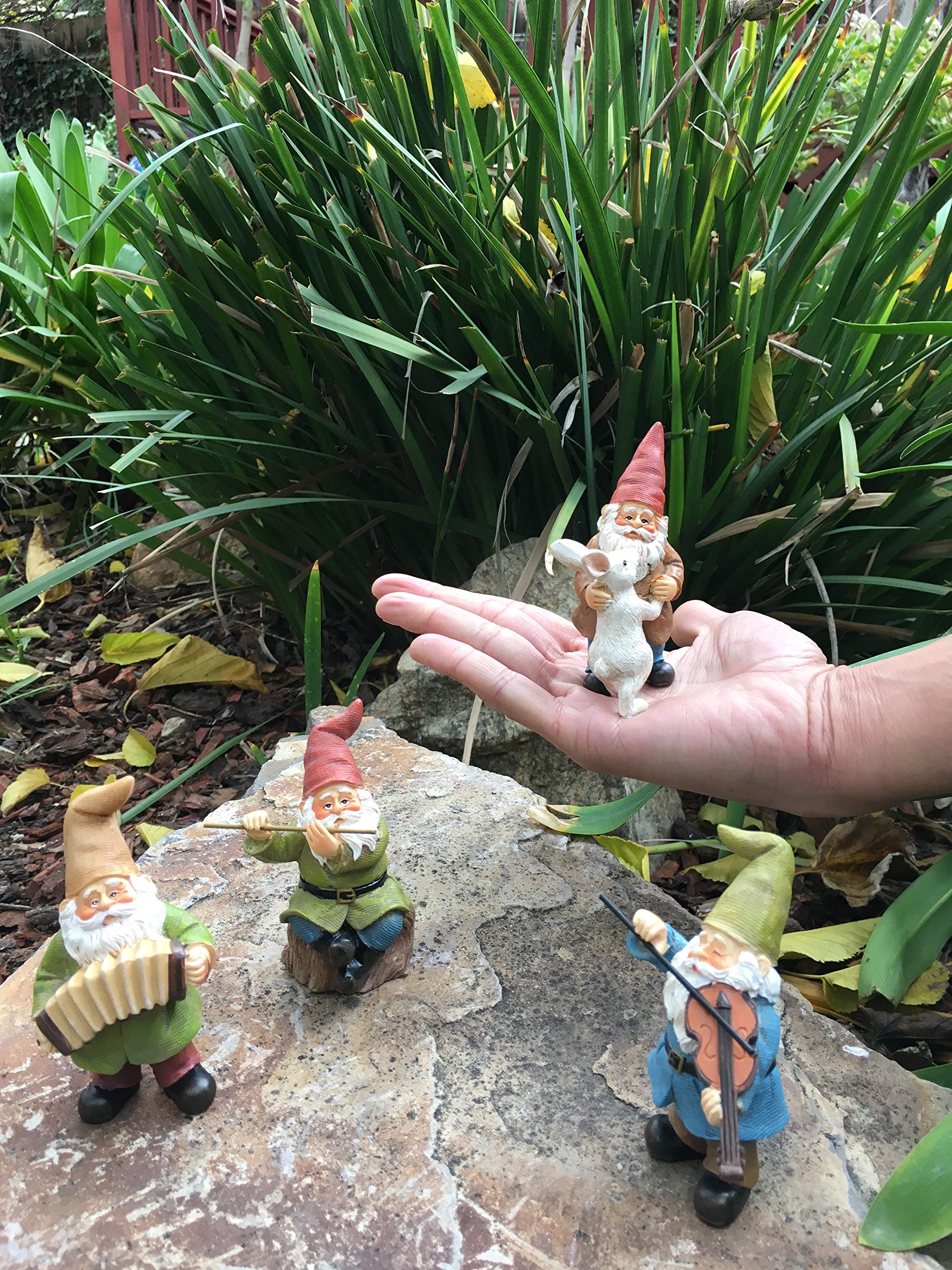 GlitZGlam Happy Gnomes Dancing Celebration! - 4- Piece Musical Garden Gnome Set for the Miniature Fairy Garden