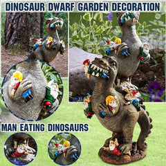 Dinosaur Eating Gnomes Garden Ornament, Funny Lifelike Animal Statue,Best Art Decor for Indoor Outdoor Home Office