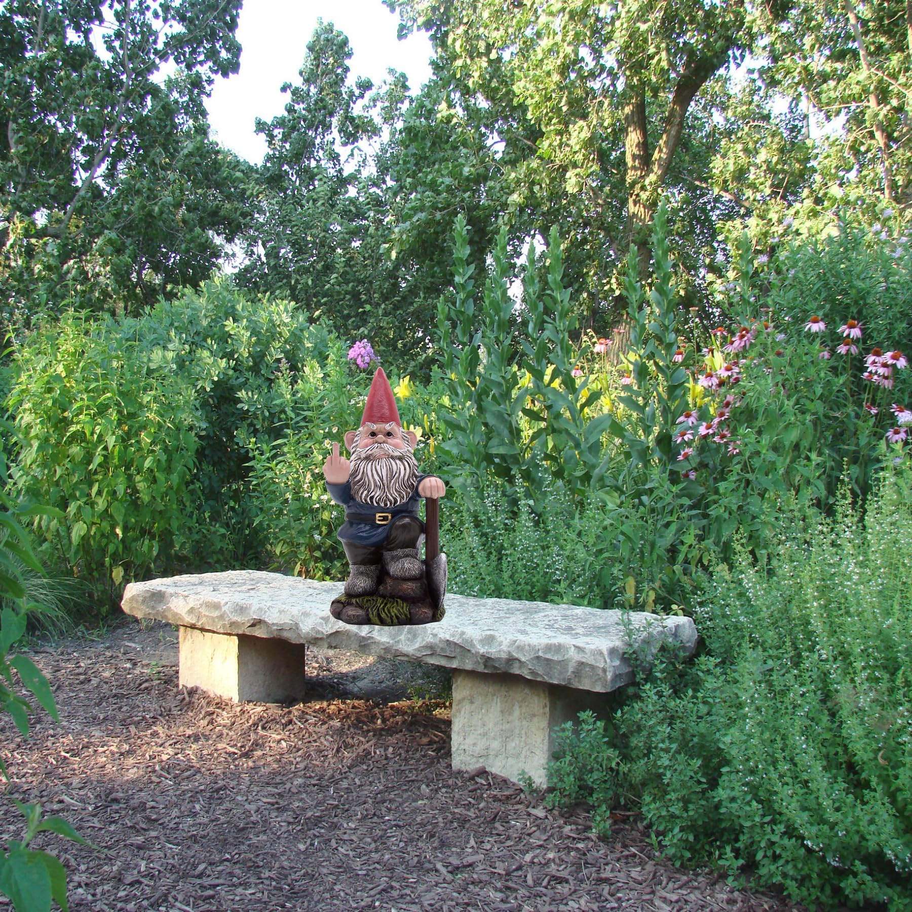 Wowser Angry Garden Gnome with a Shovel, Freestanding Figurine, Unique Outdoor Décor, Funny Gift, 9 Inches