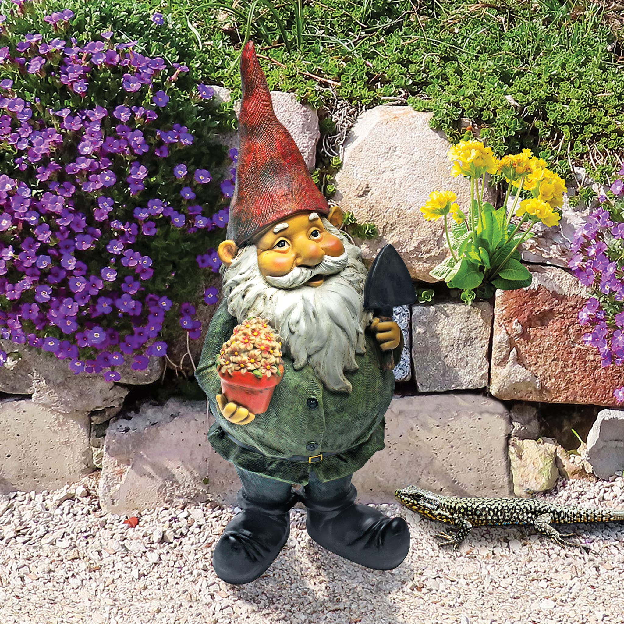 Design Toscano QM211261 Garden Gnome Statue - Dagobert with Gifts Garden Gnome - Lawn Gnome