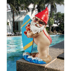 Design Toscano Garden Gnome Statue - Shredder Surfer Dude Gnome - Outdoor Garden Gnomes - Funny Lawn Gnome Statues