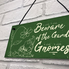 RED OCEAN Beware Of The Gnomes Garden Wall Hanging Wall Sign Plaque Shed Door Caution Sign Gifts