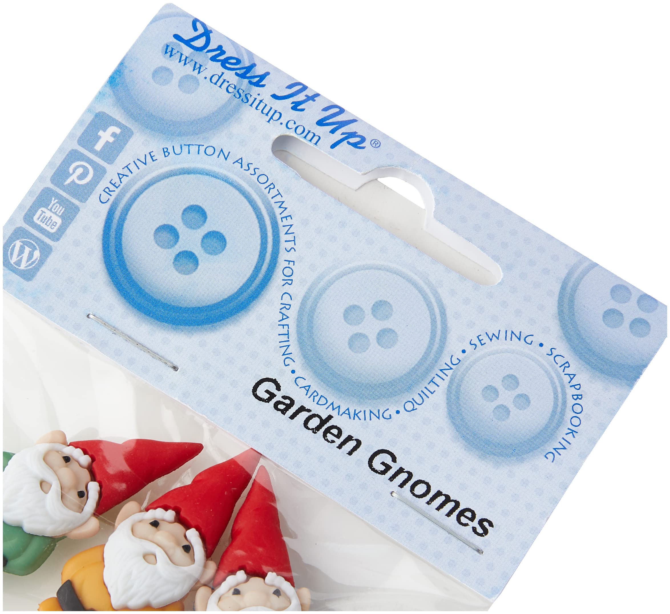 Dress it Up Button Garden Gnomes 39 x 16 mm 3 pcs. Multicolour, Multi-Colour, 10 x 8 x 1 cm