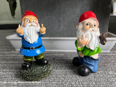 Funny Garden Gnomes, Colorful Garden Ornaments Double Middle Finger Outdoor Naughty Resin Gnome Figurine Gift 13.97cm