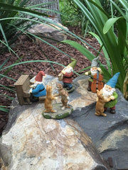 GlitZGlam Happy Miniature Gnomes and Cats Dancing Celebration! - 6-Piece Musical Garden Gnome Set for the Miniature Fairy Garden