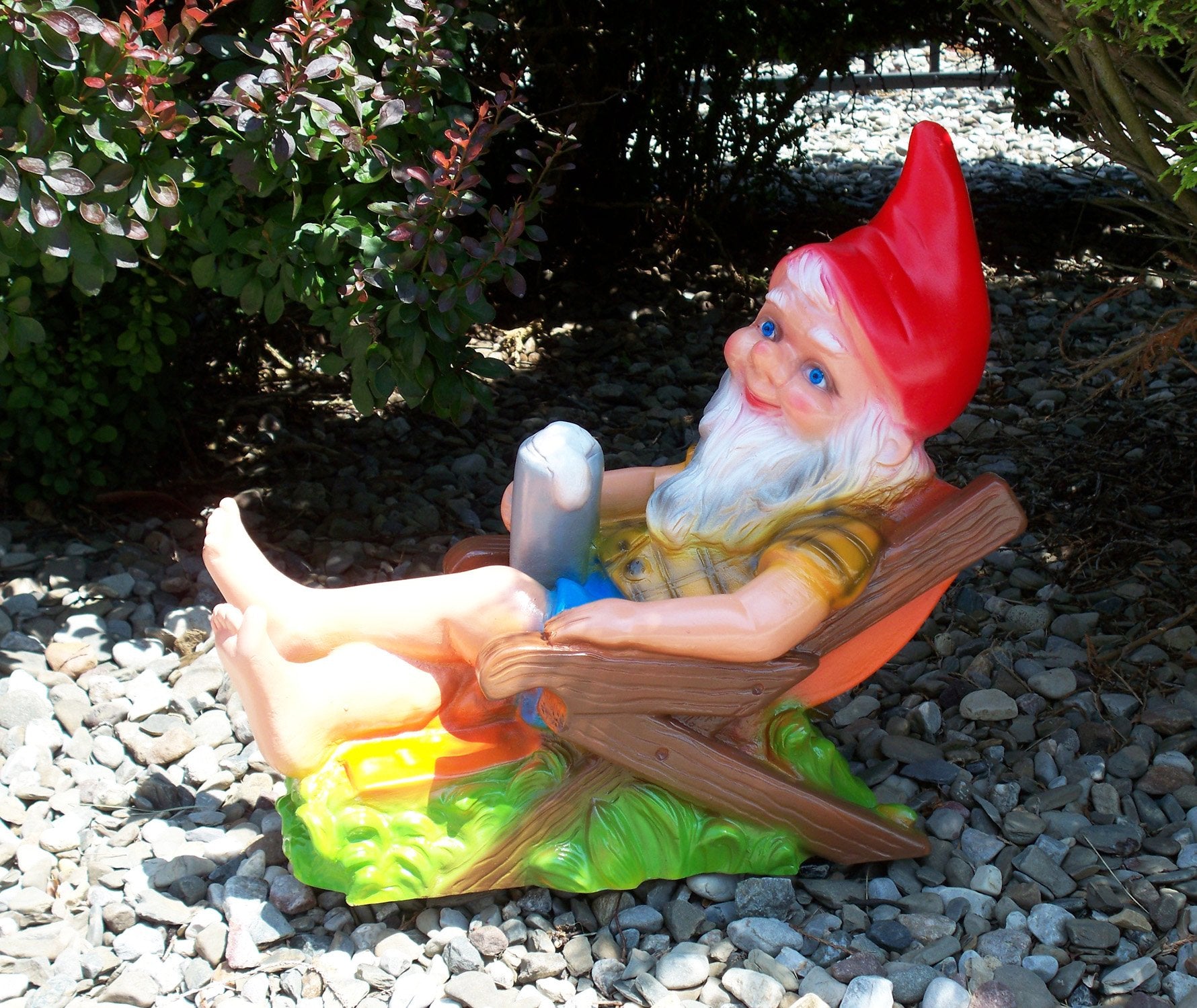 RAKSO Beer Garden Gnome, 14", Large UV Resistant Lawn Ornament