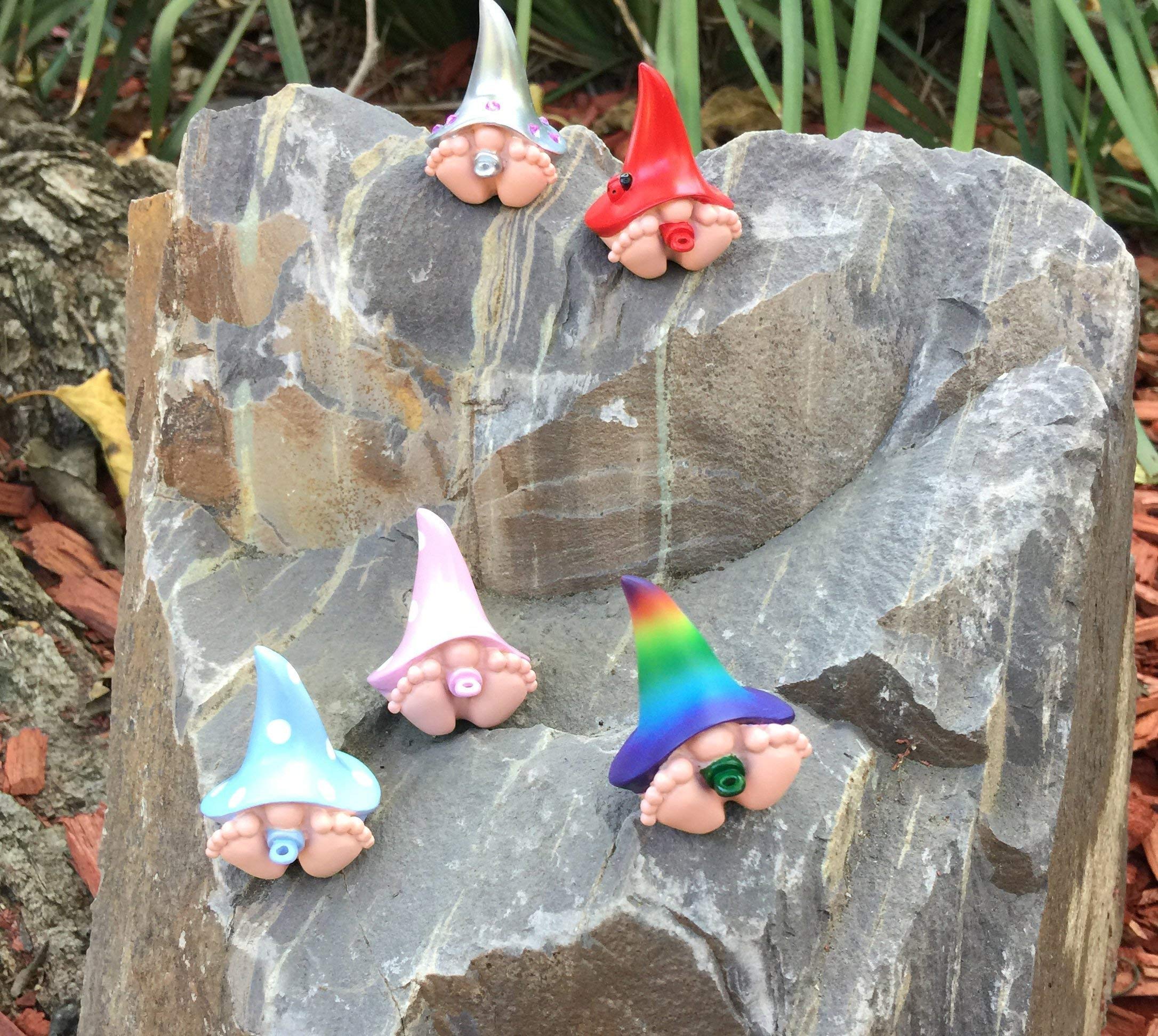 GlitZGlam Miniature Baby Girl Gnome “Chloe” – the Baby Gnome with the Pink Polka Dot Hat for the Fairy Garden