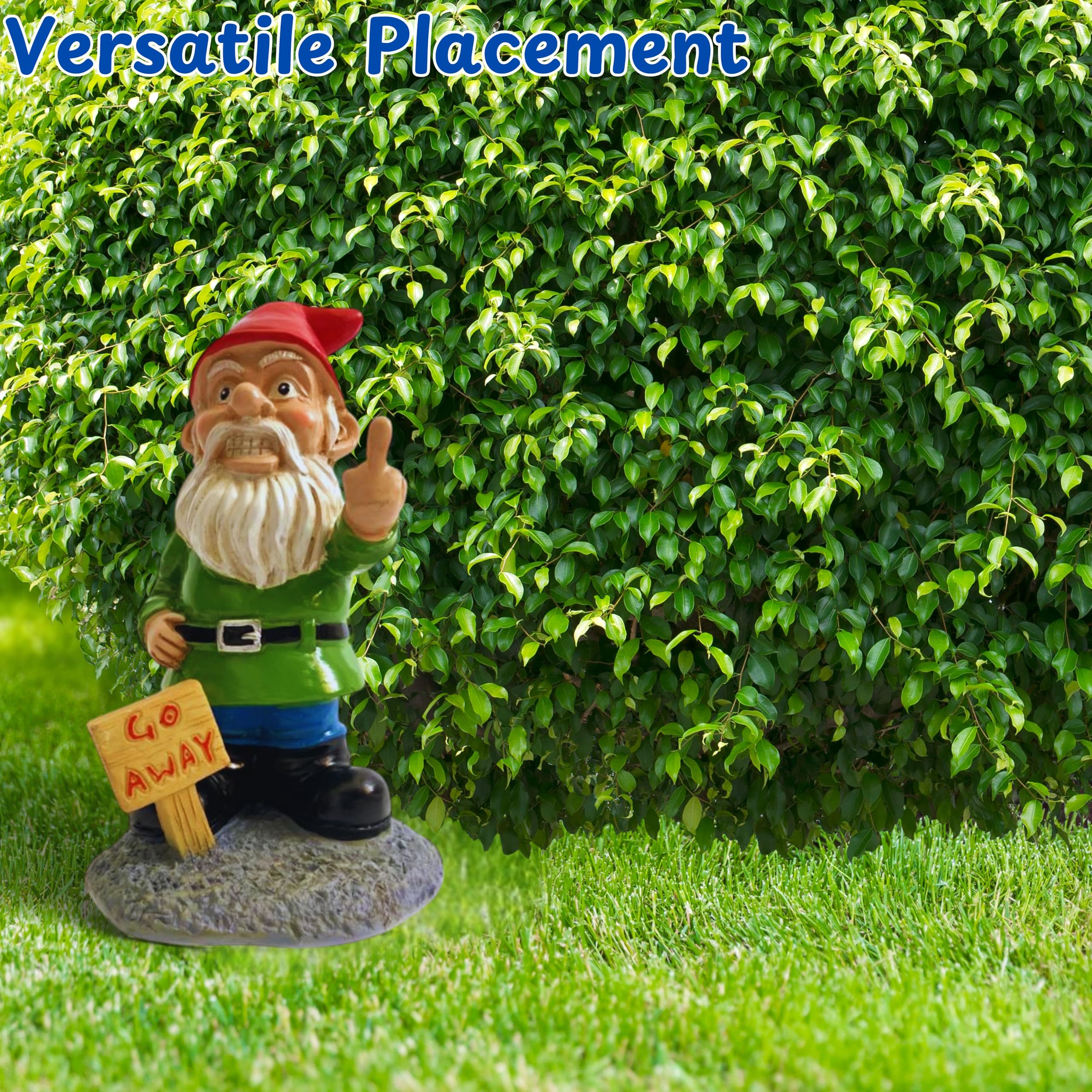 Go Away Gnome with Middle Finger, Gnome Flipping The Middle Finger, Garden Gnomes Decoration, Funny Gnomes Inappropriate, Christmas Lawn Ornaments, Outdoor Statues Decorations (Go Away, S)
