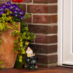 Relaxdays Garden Gnome with Well, Weather & Frost Resistant, 15 x 7.5 x 10.5 cm, Figurine, Polyresin, Multicoloured