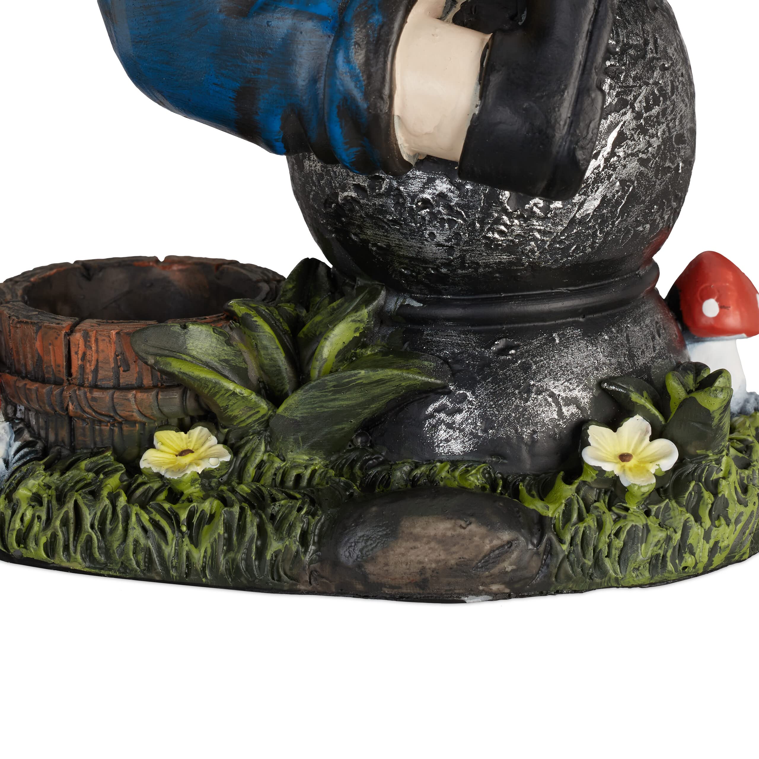 Relaxdays Garden Gnome with Well, Weather & Frost Resistant, 15 x 7.5 x 10.5 cm, Figurine, Polyresin, Multicoloured