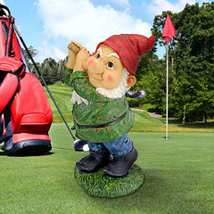 Design Toscano QM2458200 Bigey Burt Funny Golfing Garden Gnome Statue, 30 cm, Polyresin, Full Color