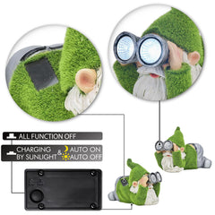 TERESA'S COLLECTIONS Garden Ornaments Outdoor, Lovely Spying Gonks Using Telescope with Solar Lights, Waterproof Resin Gonks Ornaments, Indoor Outdoor 26.5CM