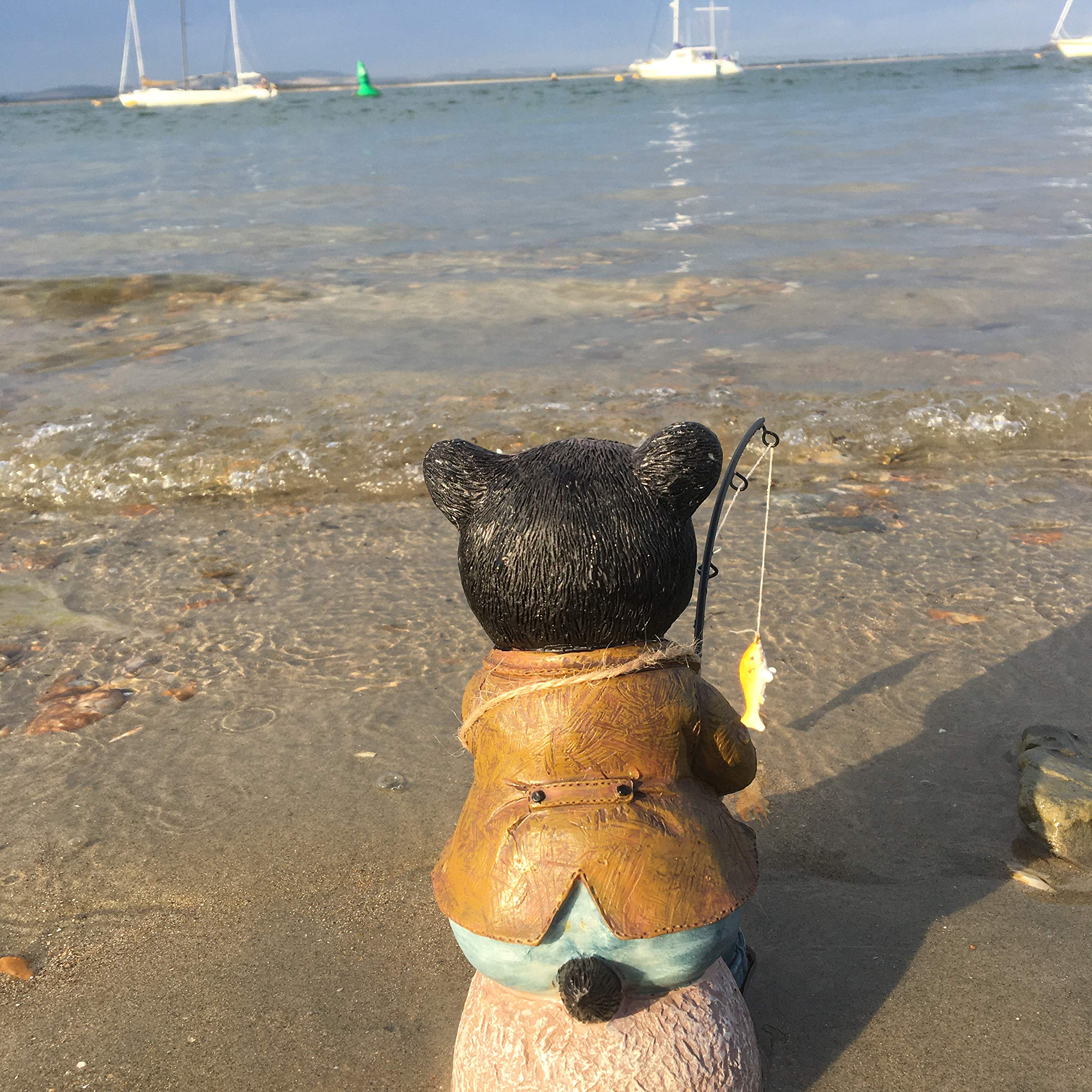 Bernie The Bear 20 cm Resin Garden Fishing/Pond Ornament