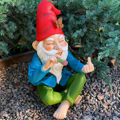 Mood Lab Garden Gnome - Relaxed Smoking Gnome - 9.6 Inch Tall Finger Statue - Lawn Garden Figurine